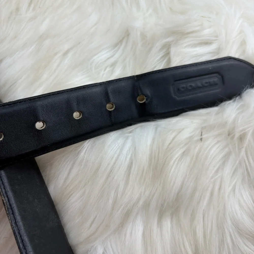 Coach Kids Black Leather Belt with Gold Buckle